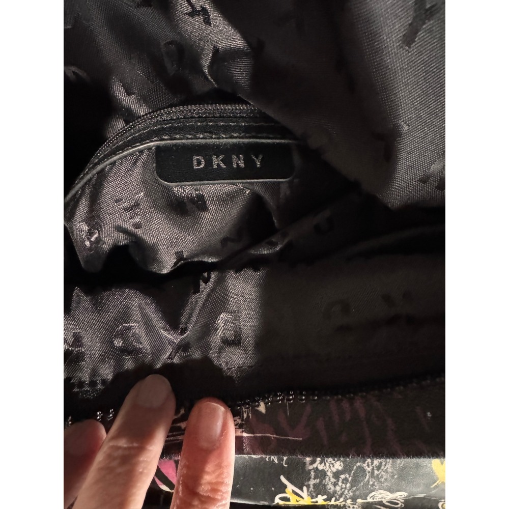 DKNY Graffiti Backpack Black Multicolor Street Art Y2K Urban Travel Bag - Picture 4 of 6